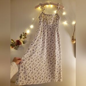 Lavender Print Mini Slip Dress. Milkmaid Top